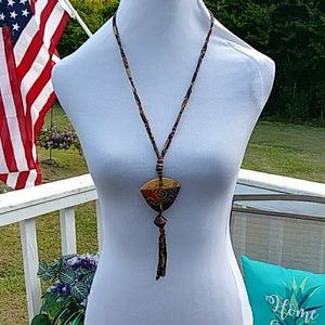Beautiful long wooden necklace